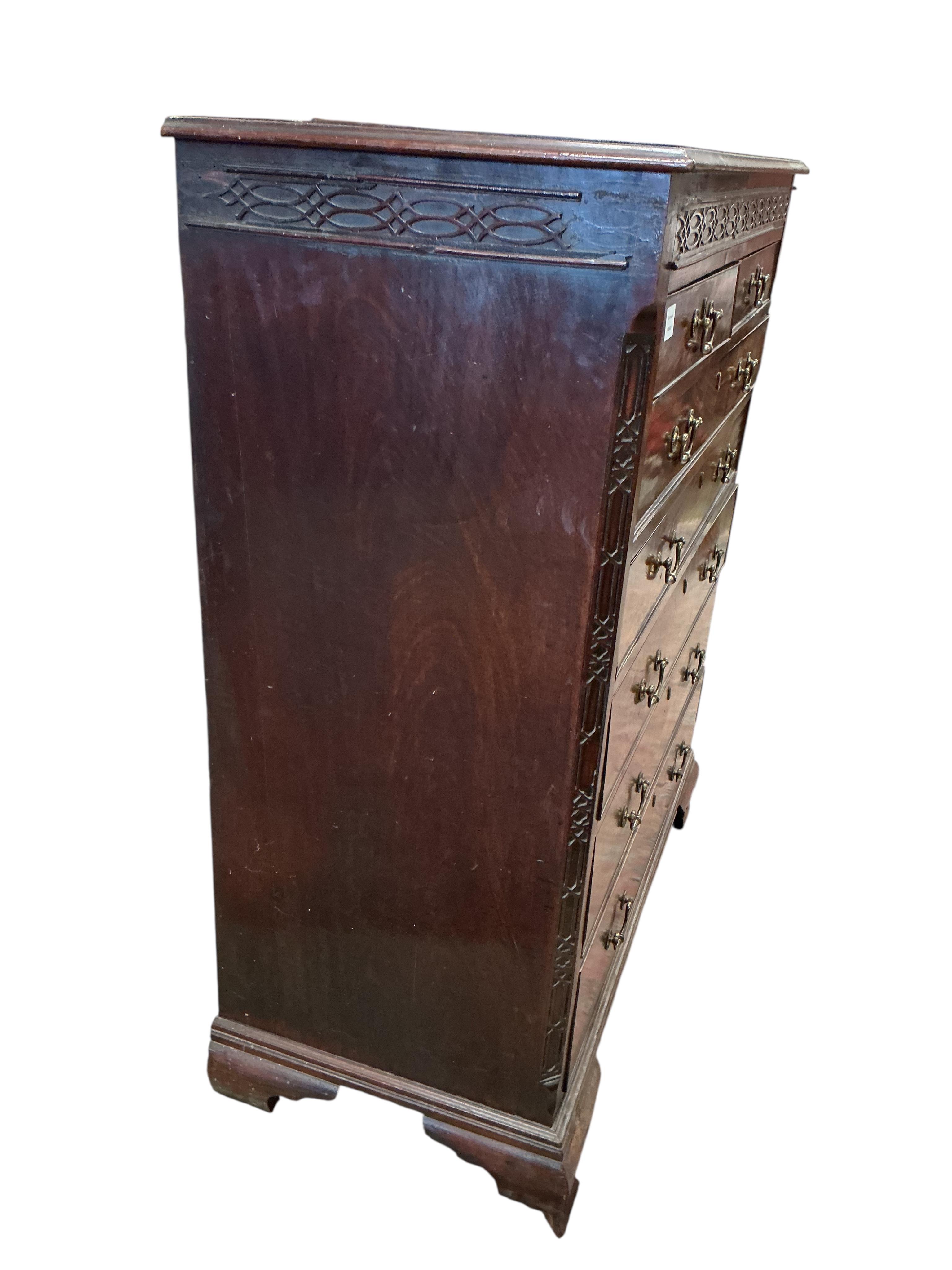 A George III mahogany tall chest, width 114cm, depth 53cm, height 138cm